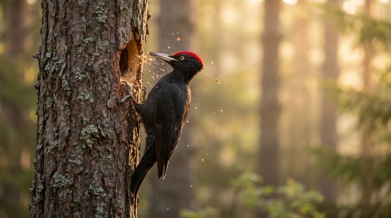 Portrait du Pic noir : l'artisan des cavités en forêt