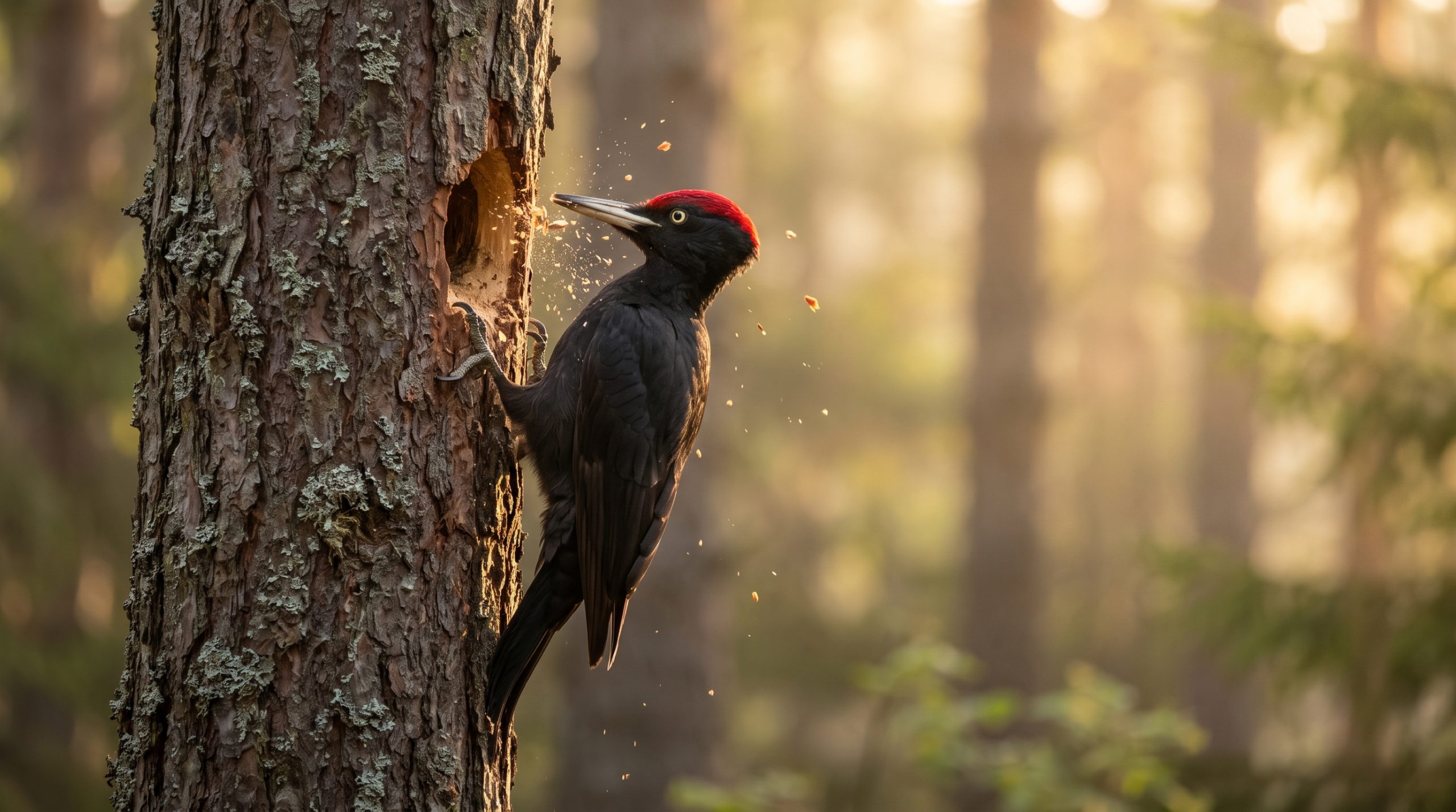 Portrait du Pic noir : l'artisan des cavités en forêt